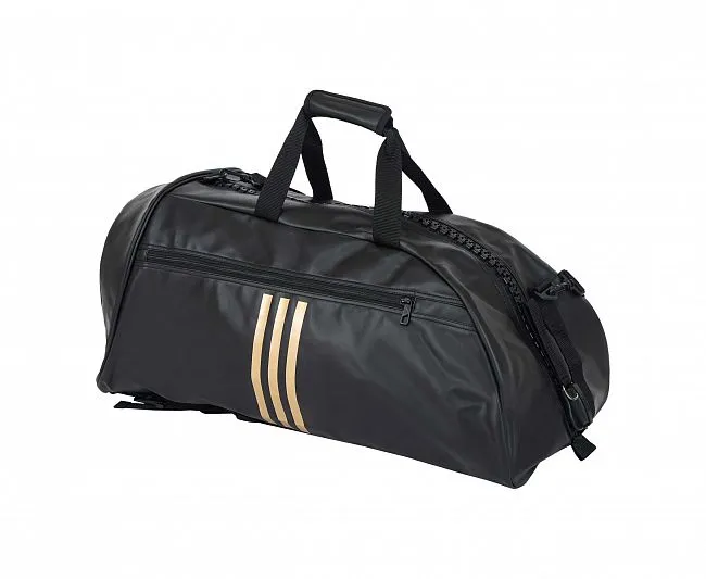 adiACC051B-L Сумка-рюкзак Training 2 in 1 PU Bag Boxing L черно-золотая