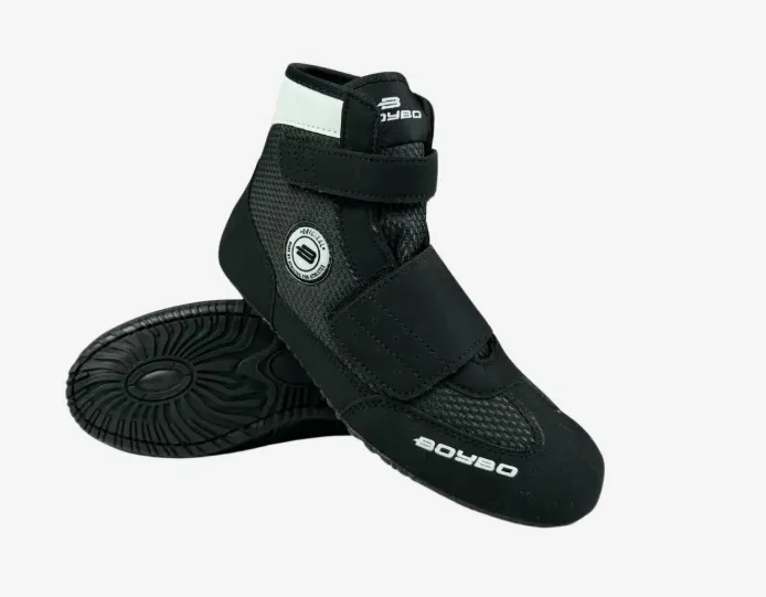 Борцовки BoyBo на толстой подошве, на липучке черный, BB250-V