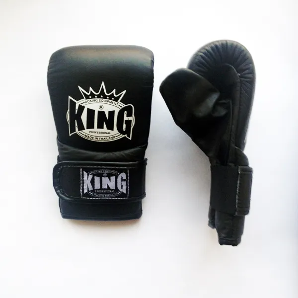 KING, KTBGV1-CT, Перчатки снарядные липучка, черные, кожа