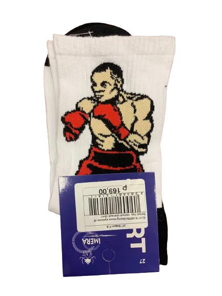 ISL0118 IMERA Boxing носки мужские хб белые под. черный красный