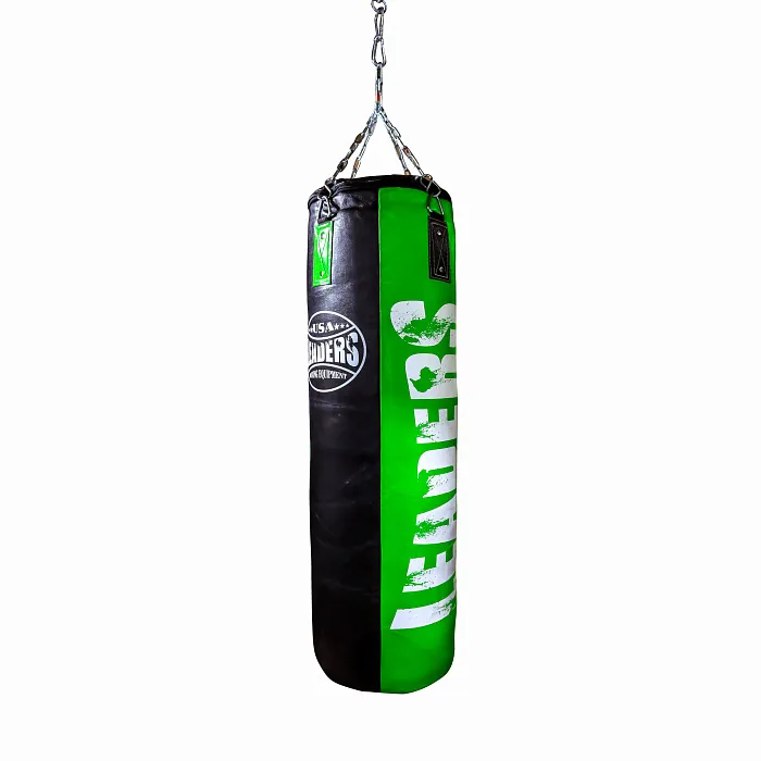 Мешок боксерский Leaders Black Green кожа 120х40 см.