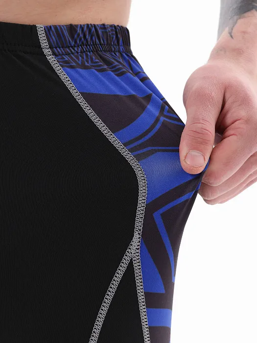 Компрессионные штаны Puncher Black Blue Line 