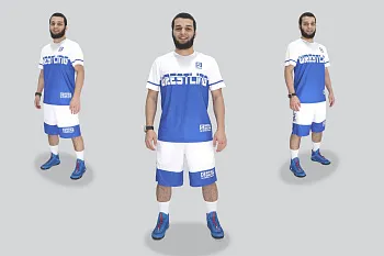 Тренировочный костюм Rage Wrestling (футболка+шорты) синий