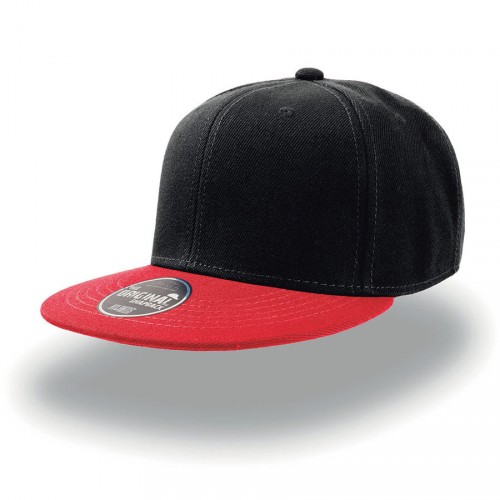 Бейсболка "SNAP BACK", 6 клиньев, пластиковая застежка, черный с красным