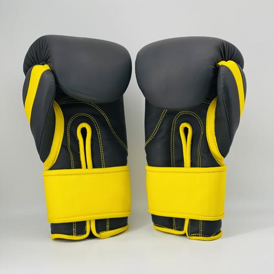 Перчатки боксерские Matte Leather Training Velcro Gloves (Black /Yellow Matte)