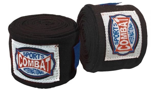 Боксерские бинты COMBAT, WRAP1, 3 м, черные, хлопок