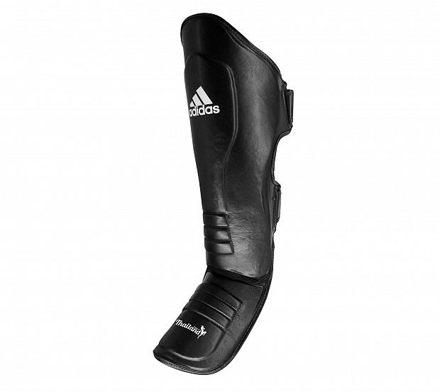 adiGSS011T Защита голени и стопы Muay Thai Shin Instep Leather черно-белая 