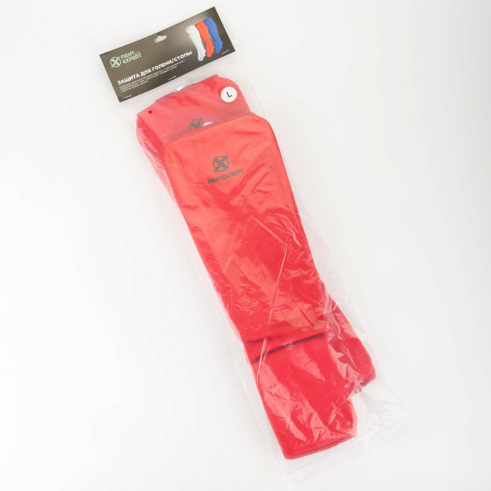 Защита голень-стопа чулок FIGHTEXPERT (полиэстер 40%, эластик 30%, полиуретан 30%, Красный)