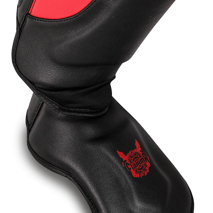 Защита голень-стопа FLAMMA Inferno (микрофайбер, черный/красный) 