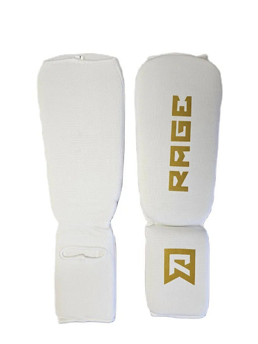Защита голень-стопа Rage белый с золотым эласт. ткань