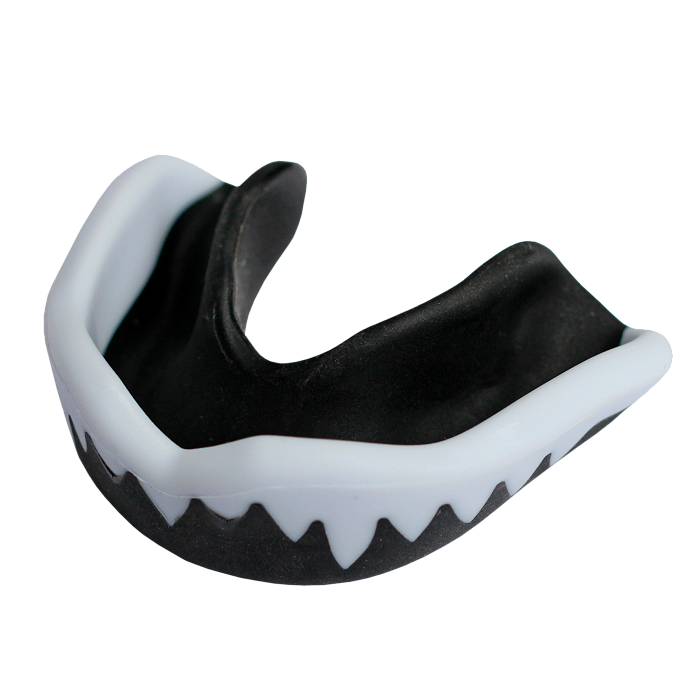 Защита рта (капа) FLAMMA-Inferno white black с футляром (EVA, взрослый (16+), Черный/белый)