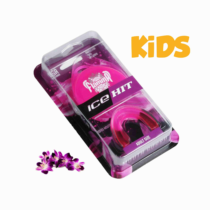 Защита рта (капа) FLAMMA - Ice Hit  battle flower с футляром (гель резина, детский 12, Прозрачный/ф