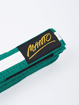 Пояс для единоборств детский MANTO BJJ TAG (зеленый с белой полосой)