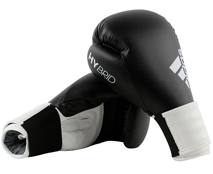 adiH100 Перчатки боксерские Hybrid 100 черно-белые (вес 10 унций)