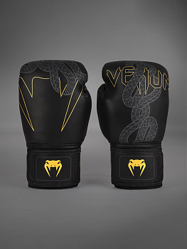 Перчатки боксерские Venum Serpenti Black/Silver/Gold