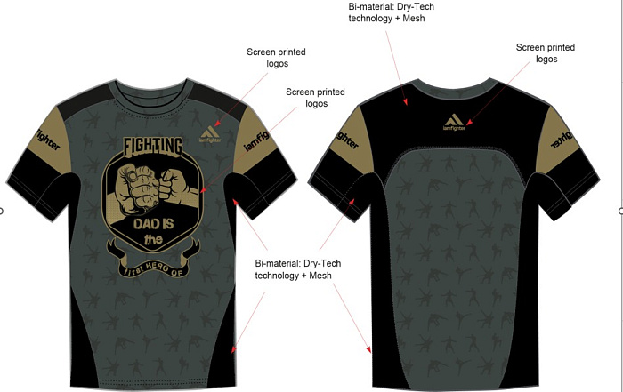 Тренировочный рашгард детский Father hero iamfighter серый