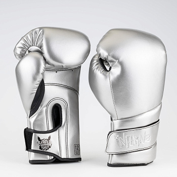 Перчатки для бокса FLAMMA Inferno (инженерная кожа, платина/черный)