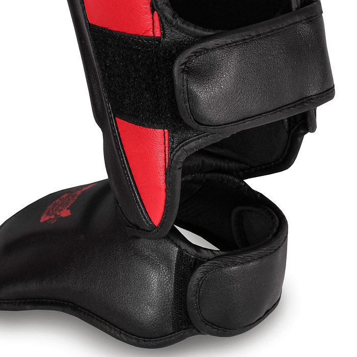 Защита голень-стопа FLAMMA Inferno (микрофайбер, черный/красный) 