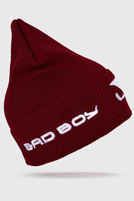 Шапка Bad Boy Logo New white бордо
