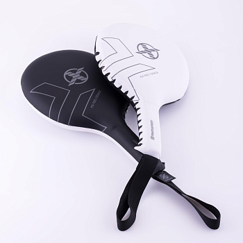 Тренировочные боксерские ракетки FIGHTEXPERT Coach (кожа Vegan100% , , черный/белый, ,) 