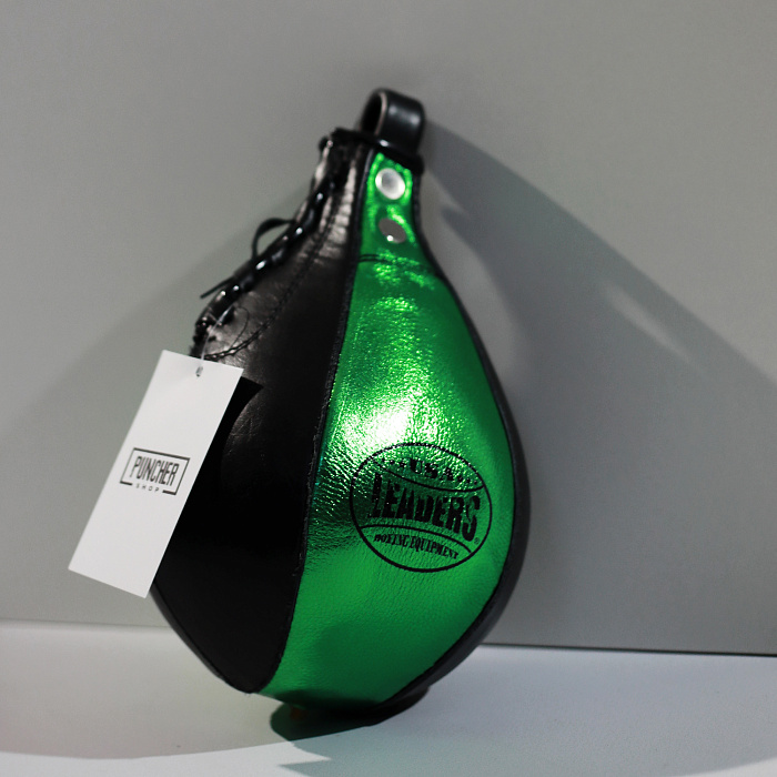 Груша скоростная Leaders L 27 x 17 кожа черная\зеленая