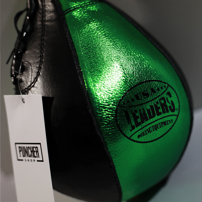 Груша скоростная Leaders L 27 x 17 кожа черная\зеленая
