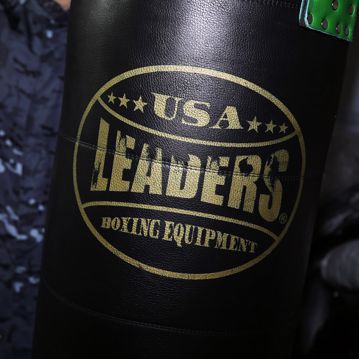 Мешок боксерский SuperLead Black Green кожа 120х40 см.