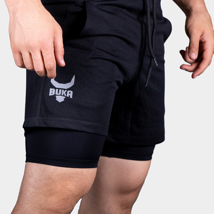 Шорты BUKA 2 в 1 с трессами Black