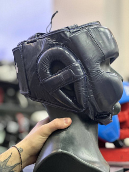 HG18 PRO Шлем тренировочный верх-шнуровка. Кожа. Цвет: Синий