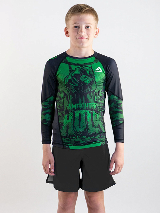 Рашгард детский HULK iamfighter черн-зелен (длинный рукав)