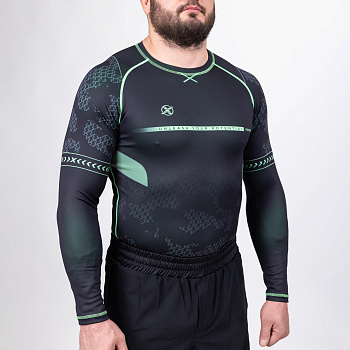 Рашгард с коротким рукавом FIGHTEXPERT COMBAT Black / Green