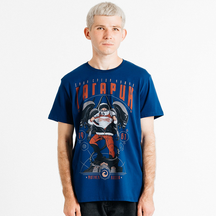 Футболка "Гагарин" темно-синяя