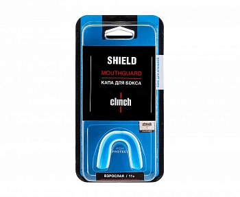 C512 Капа одночелюстная Clinch Shield Double Layer Mouthguard бело-синяя (размер Junior)