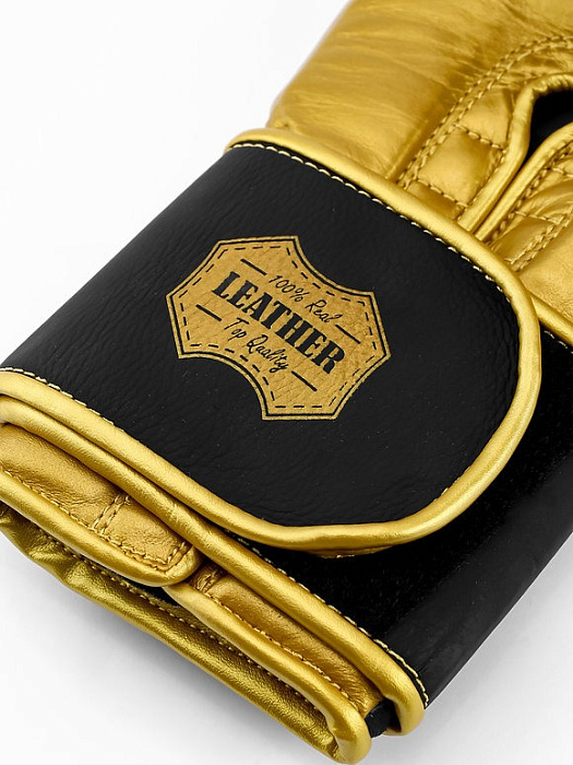 Боксерские перчатки REVANSH PRO, черно-золотой, натуральная кожа