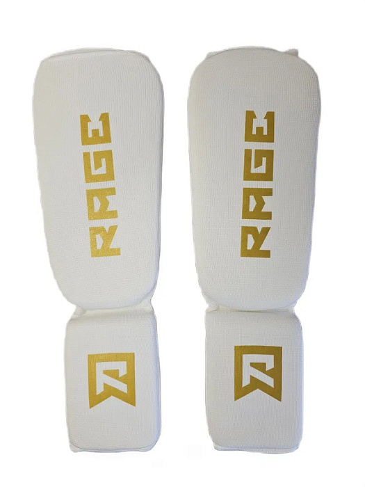 Защита голень-стопа Rage белый с золотым эласт. ткань
