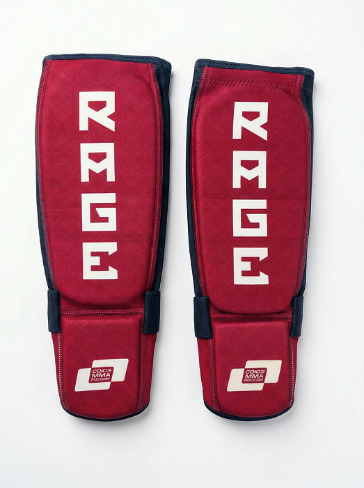 Защита голень-стопа Rage Союз ММА Росии красный неопрен