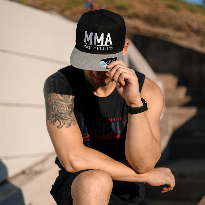 Бейсболка MMA черно-серая