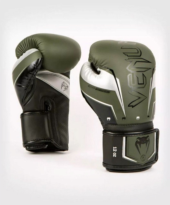Перчатки боксерские Venum Elite Green/Sikver