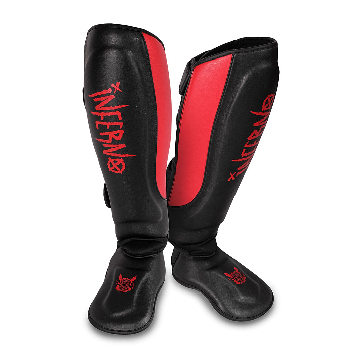 Защита голень-стопа FLAMMA Inferno (микрофайбер, черный/красный) 
