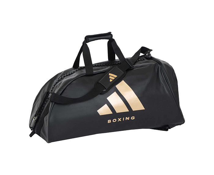 adiACC051B-L Сумка-рюкзак Training 2 in 1 PU Bag Boxing L черно-золотая