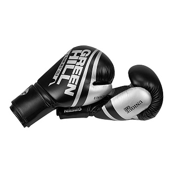 BGU-2308 Боксерские перчатки UNIQUE черно-серебристые