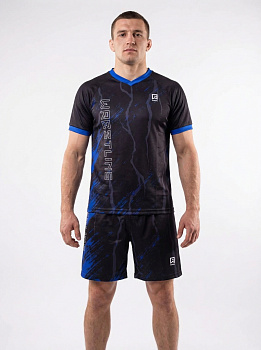 Тренировочный костюм Rage Wrestling (футболка+шорты) черно-синий