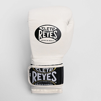 Перчатки боксерские тренировочные на липучках CLETO REYES CE600 белые , кожа
