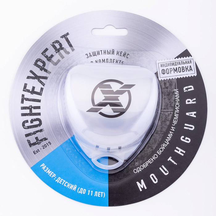 Защита рта (капа) FIGHTEXPERT ФКР с футляром (гель, резина, до 11, Серый/белый, ,)