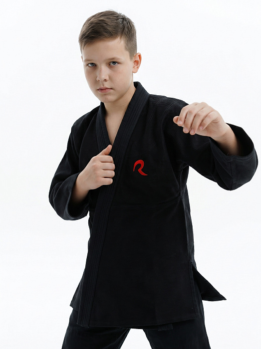 Кимоно детское джиу-джитсу Puncher Black (без пояса)