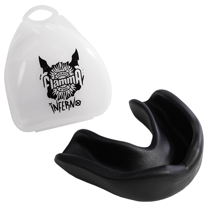 Защита рта (капа) FLAMMA-Inferno с футляром (EVA, взрослый (11), Черный/белый)
