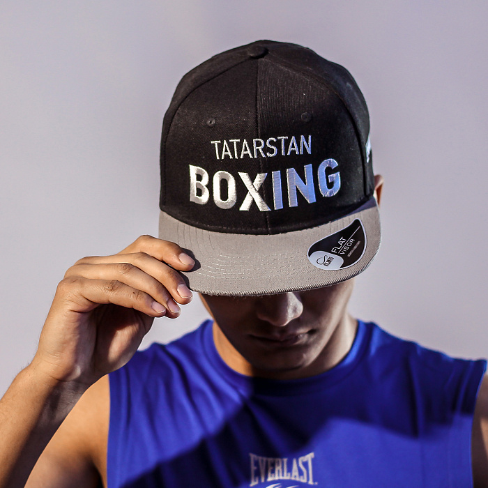 Бейсболка  TATARSTAN BOXING, 6 клиньев черно-серая