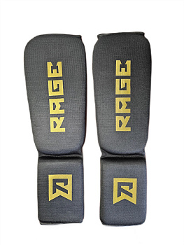 Защита голень-стопа Rage черный с золотым эласт. ткань