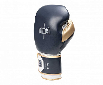 C184 Перчатки боксерские Clinch Contender темносине-бело-золотые