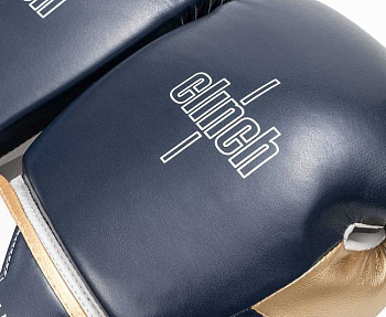 C184 Перчатки боксерские Clinch Contender темносине-бело-золотые